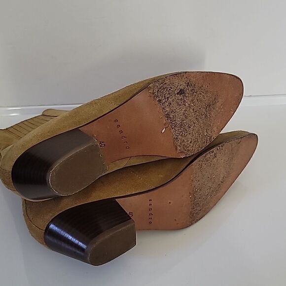 Sandro Amelya Ankle Boots with Elastic in Brown Suede Leather - Picture 7 of 11